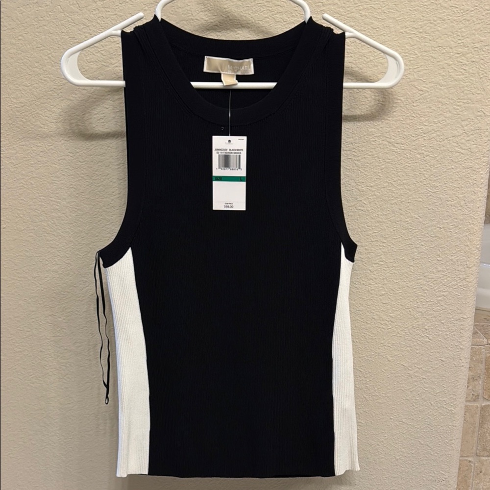 Michael Kors Black and White Sleeveless Top